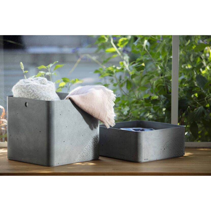 Aufbewahrungsbox 'Beton' L, quadratisch 28 x 28 x 13 cm
