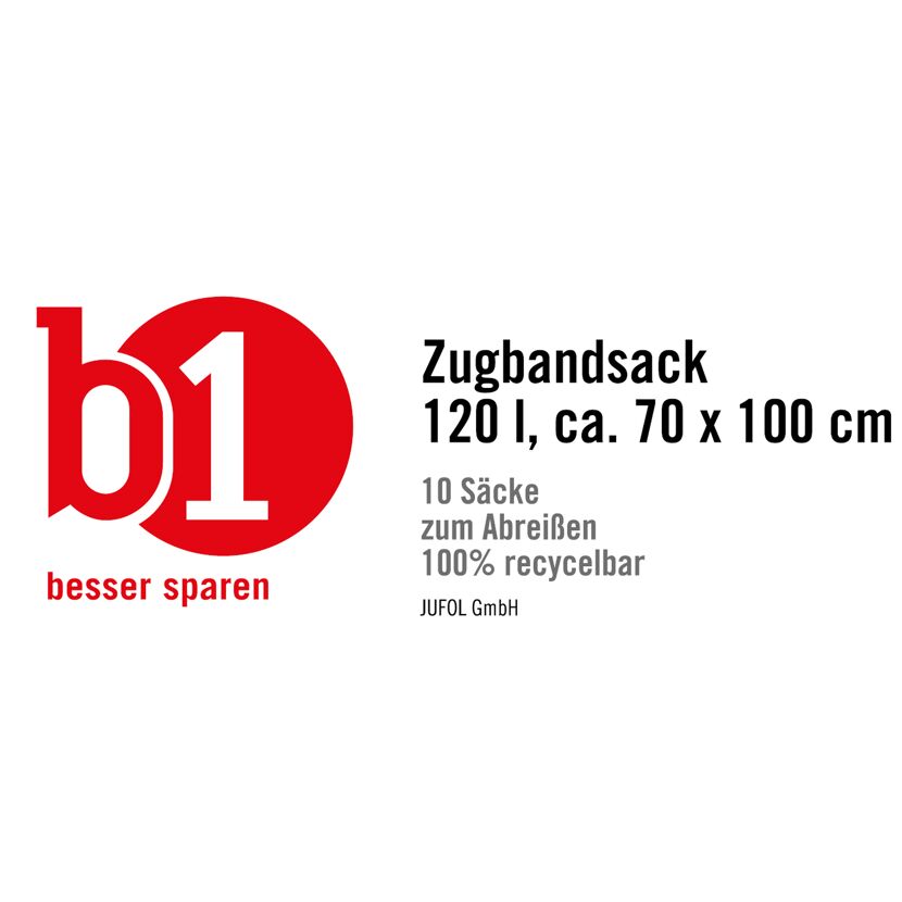 10 Zugbandsäcke 120 l, 70 x 100 cm zum Abreißen