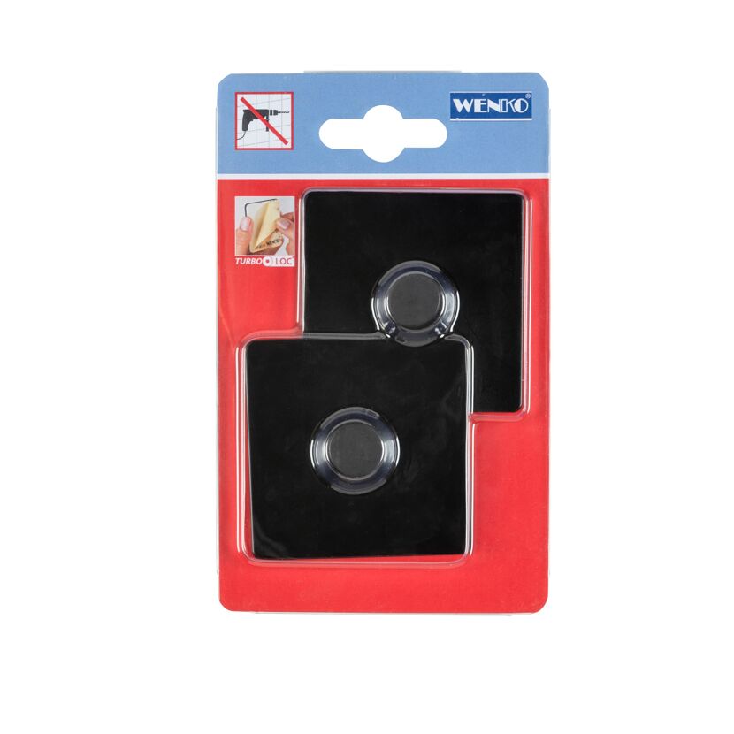 Zwei schwarze Turbo-Loc Klebepads in Verpackung