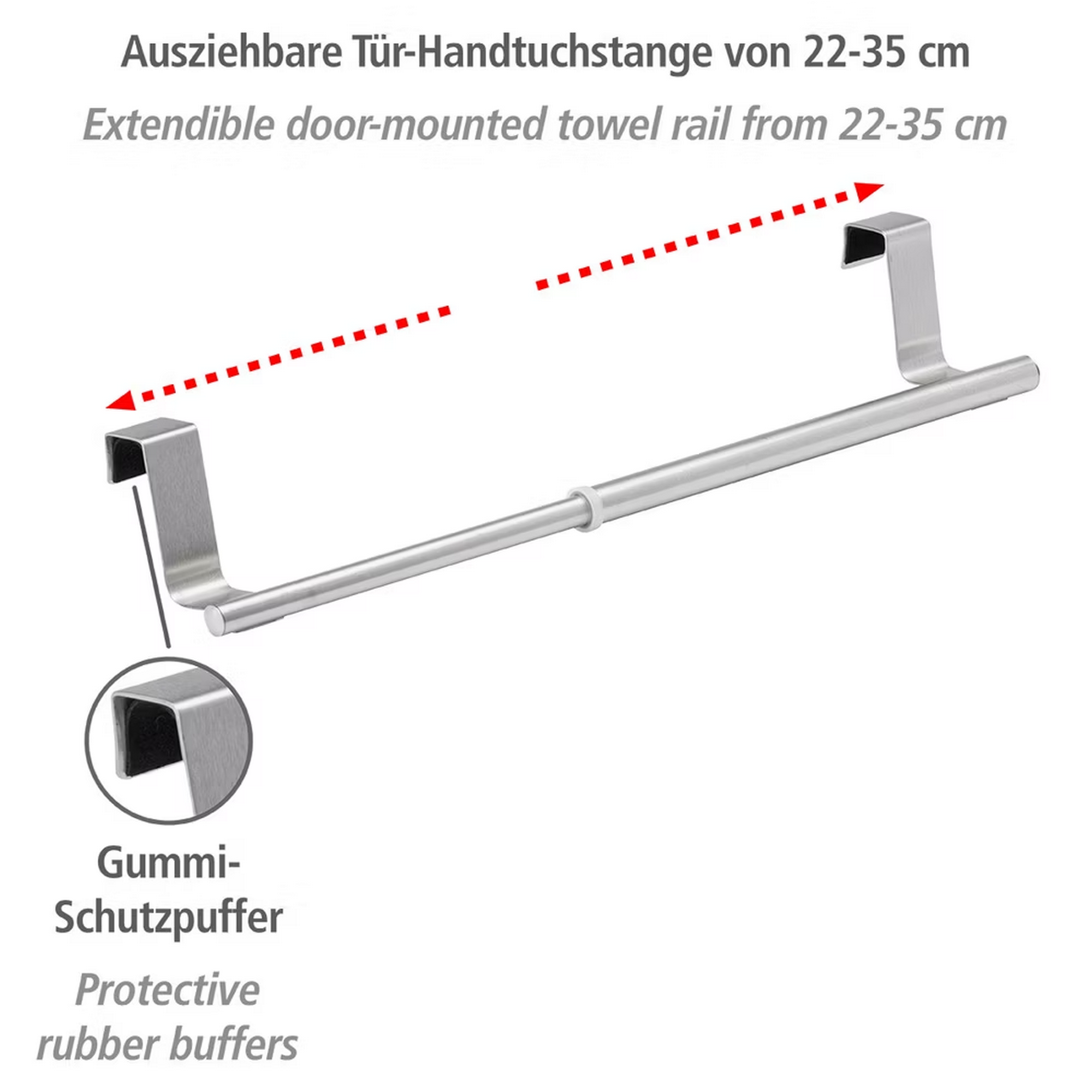 Teleskop-Tür-Handtuchstange Edelstahl 22-35 cm