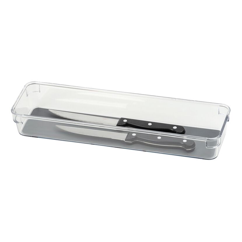 Zwei Messer in einem transparenten Schubladeneinsatz.
