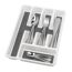 Weißer Besteckkasten mit Messer, Gabel und Löffel