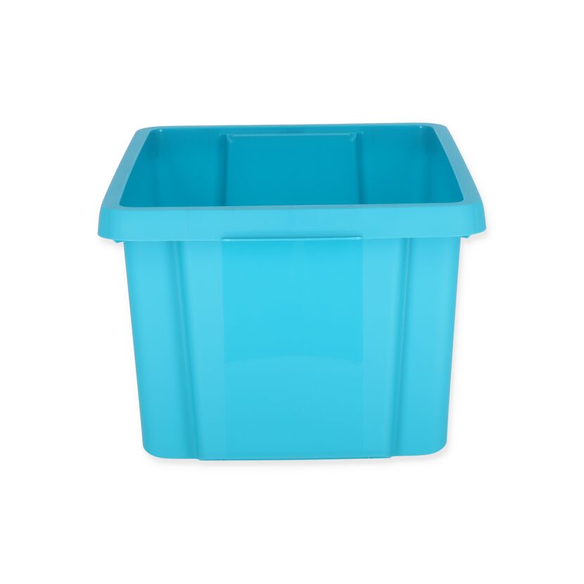 Leere blaue Drehstapelbox 26L
