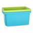 Blaue Drehstapelbox 26L Essentials mit grünem Deckel