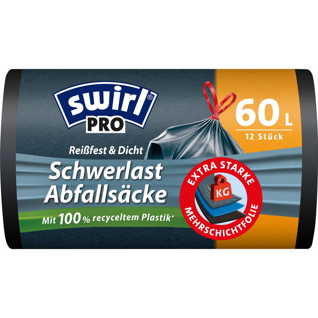 Schwerlast Abfallsäcke 'Reißfest & Dicht' mit Zugband 60 l 12 Stück