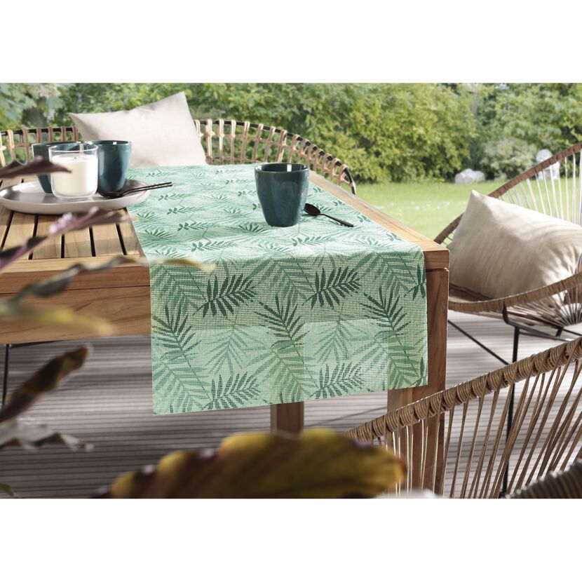 Gartentischdecke 'Palmblatt' grün 40 x 150 cm