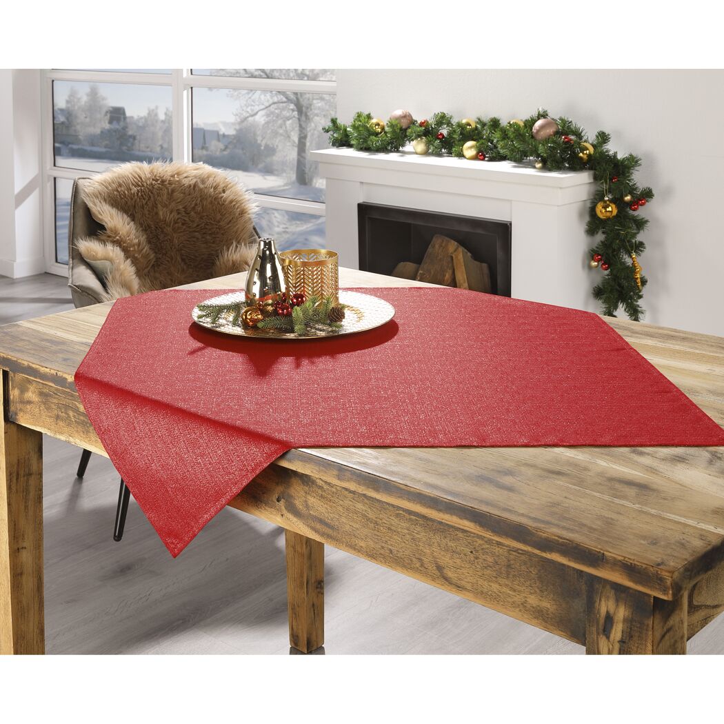 Mitteldecke 'Weihnachten' rot-silber 80 x 80 cm