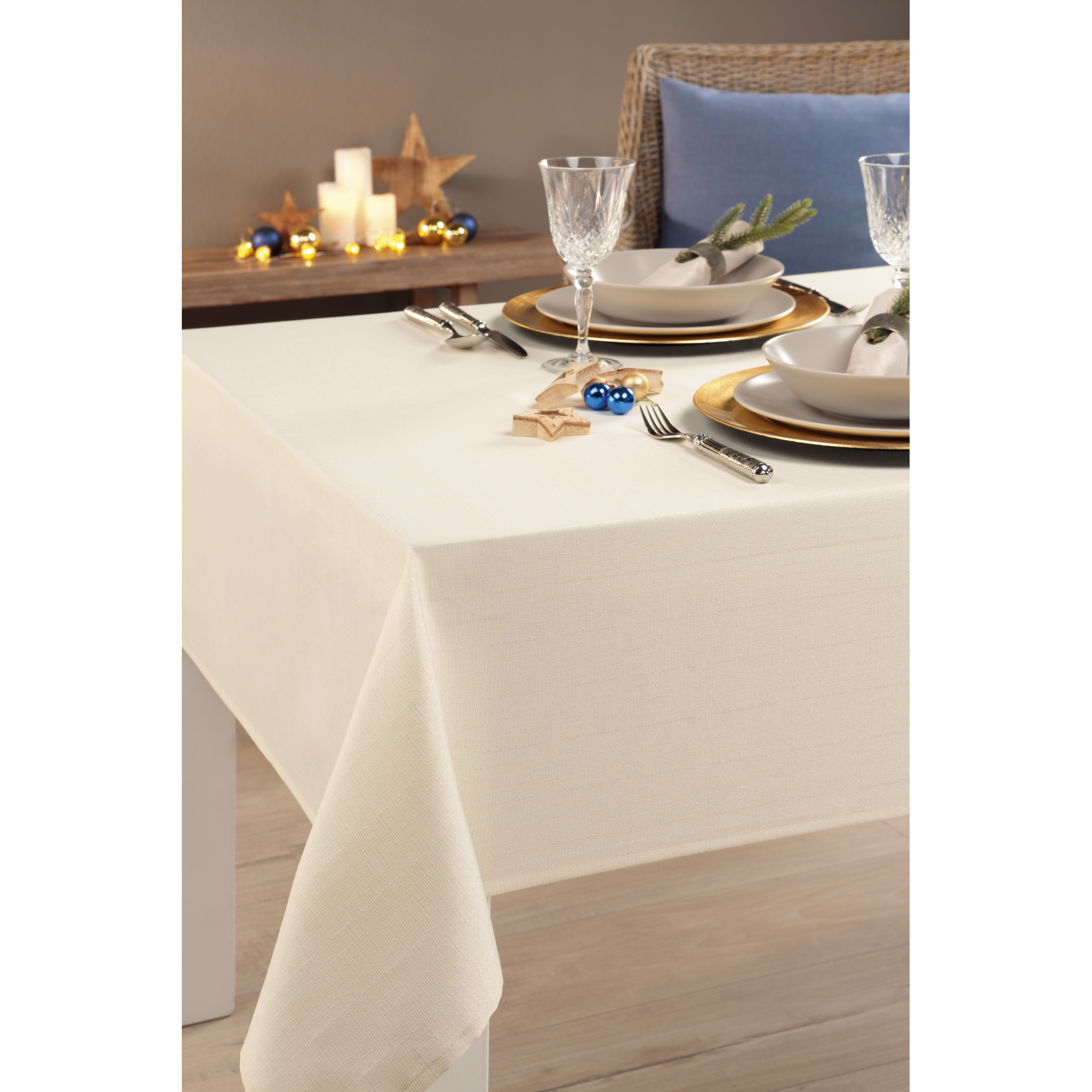 Tischdecke 'Weihnachten' champagner-gold 130 x 160 cm