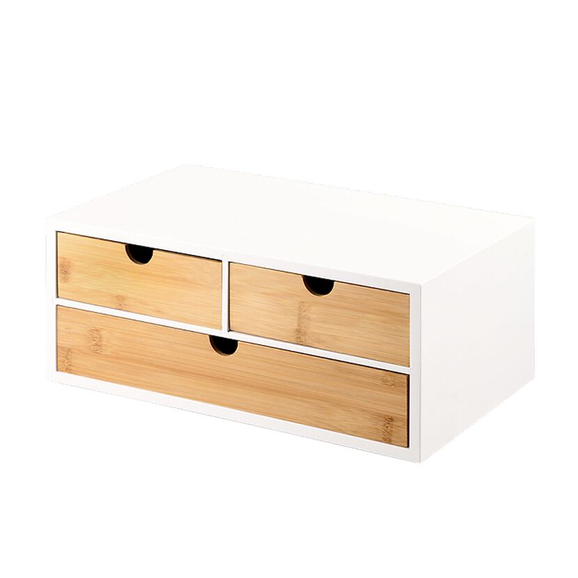 Schubladenbox mit drei Bambus Schubladen