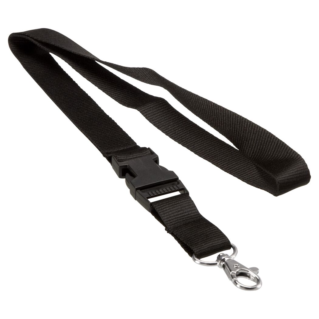 Schwarzes Schlüsselband mit Clip und Karabinerhaken