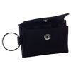 Schwarze Mini-Brieftasche mit Schlüsselring, geöffnet