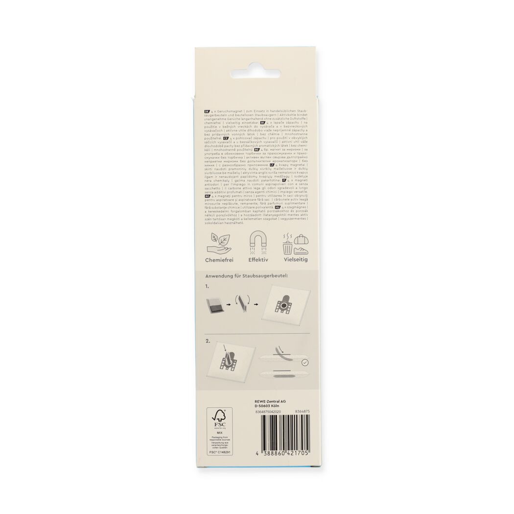 Verpackung von 4 Geruchsmagneten für Staubsauger