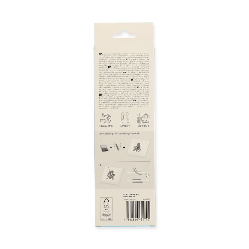 Verpackung von 4 Geruchsmagneten für Staubsauger