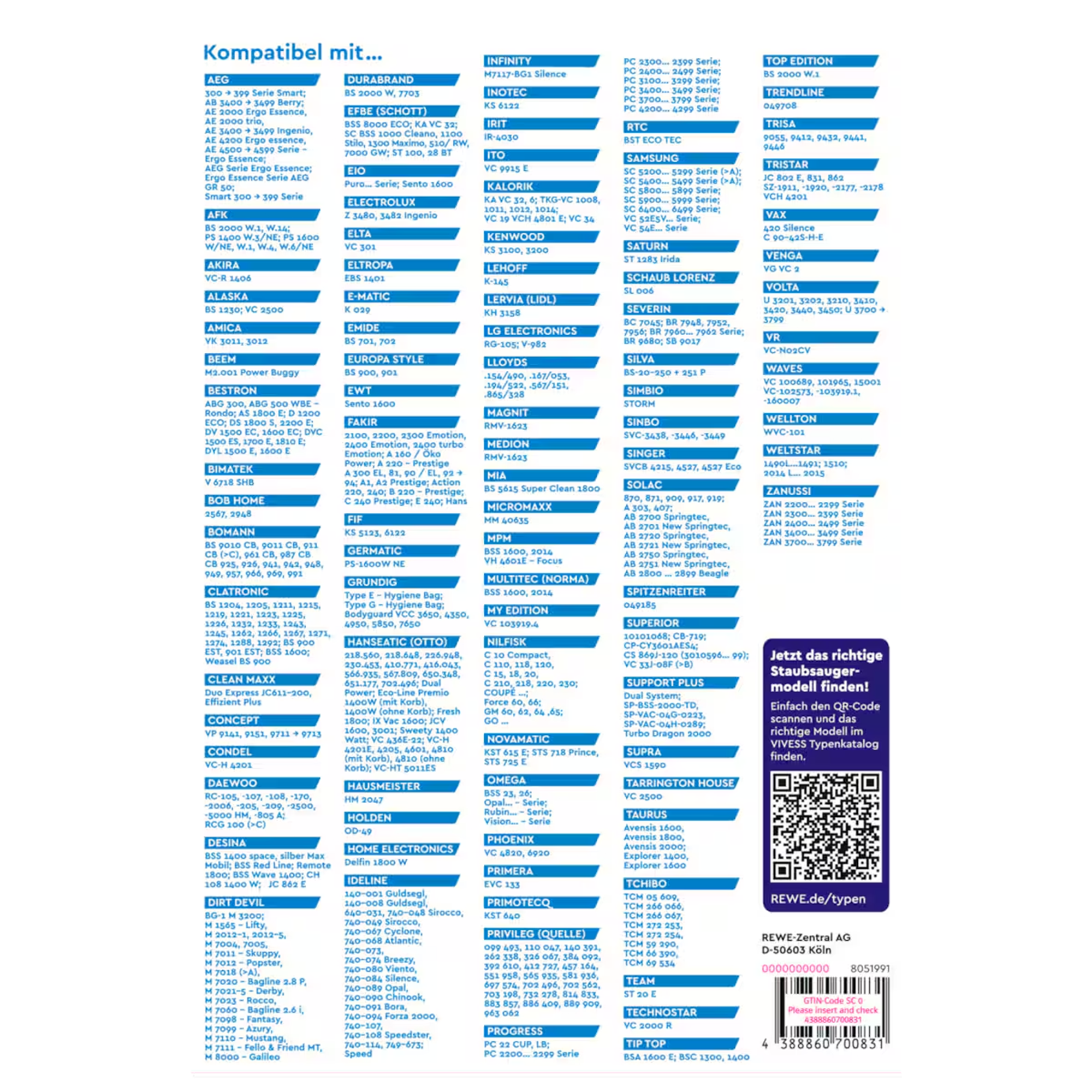 Staubsaugerbeutel 'V05' 4 Stück