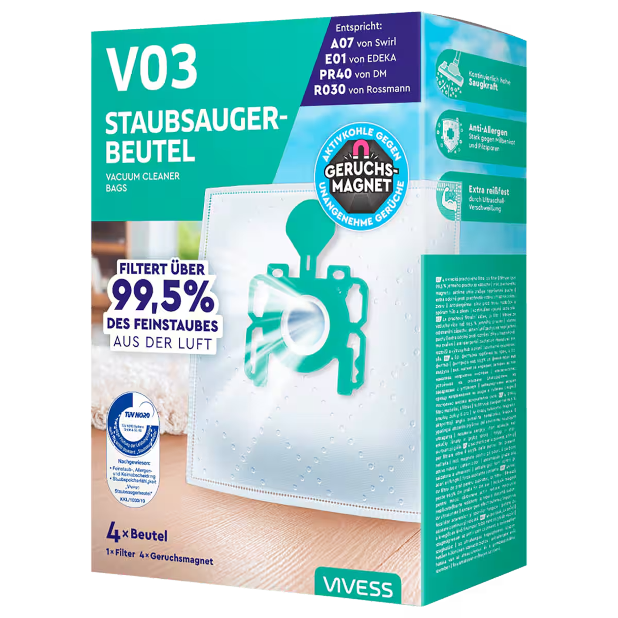Staubsaugerbeutel 'V03' 4 Stück