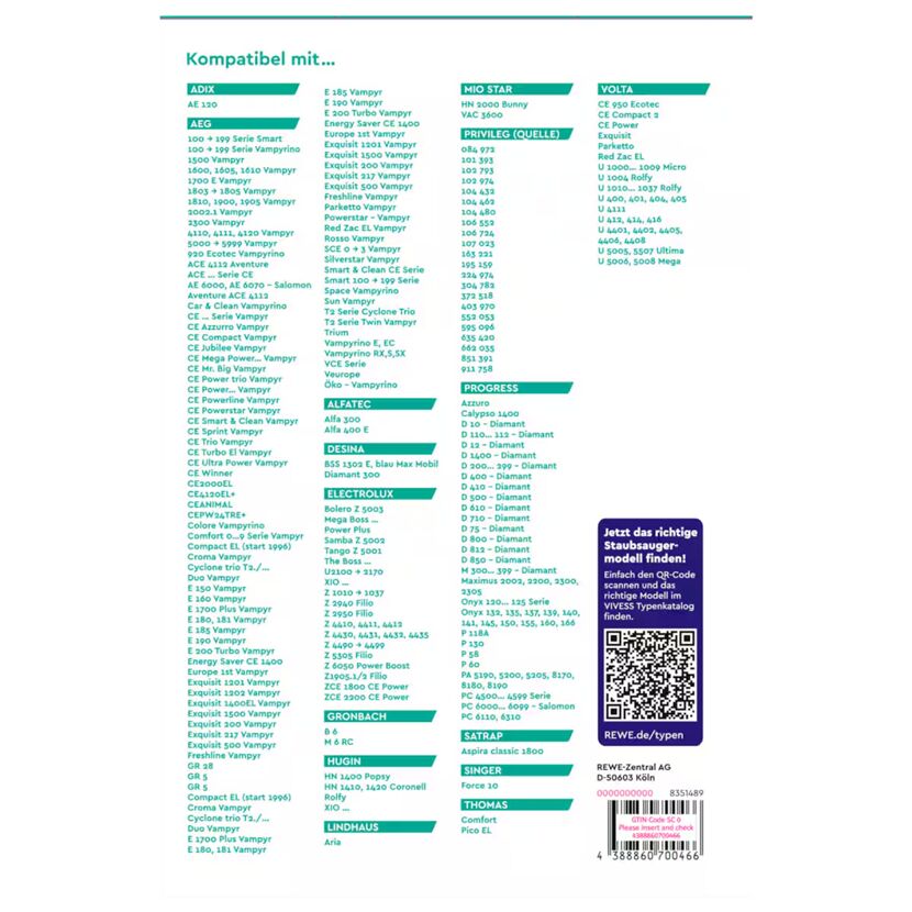 Staubsaugerbeutel 'V03' 4 Stück