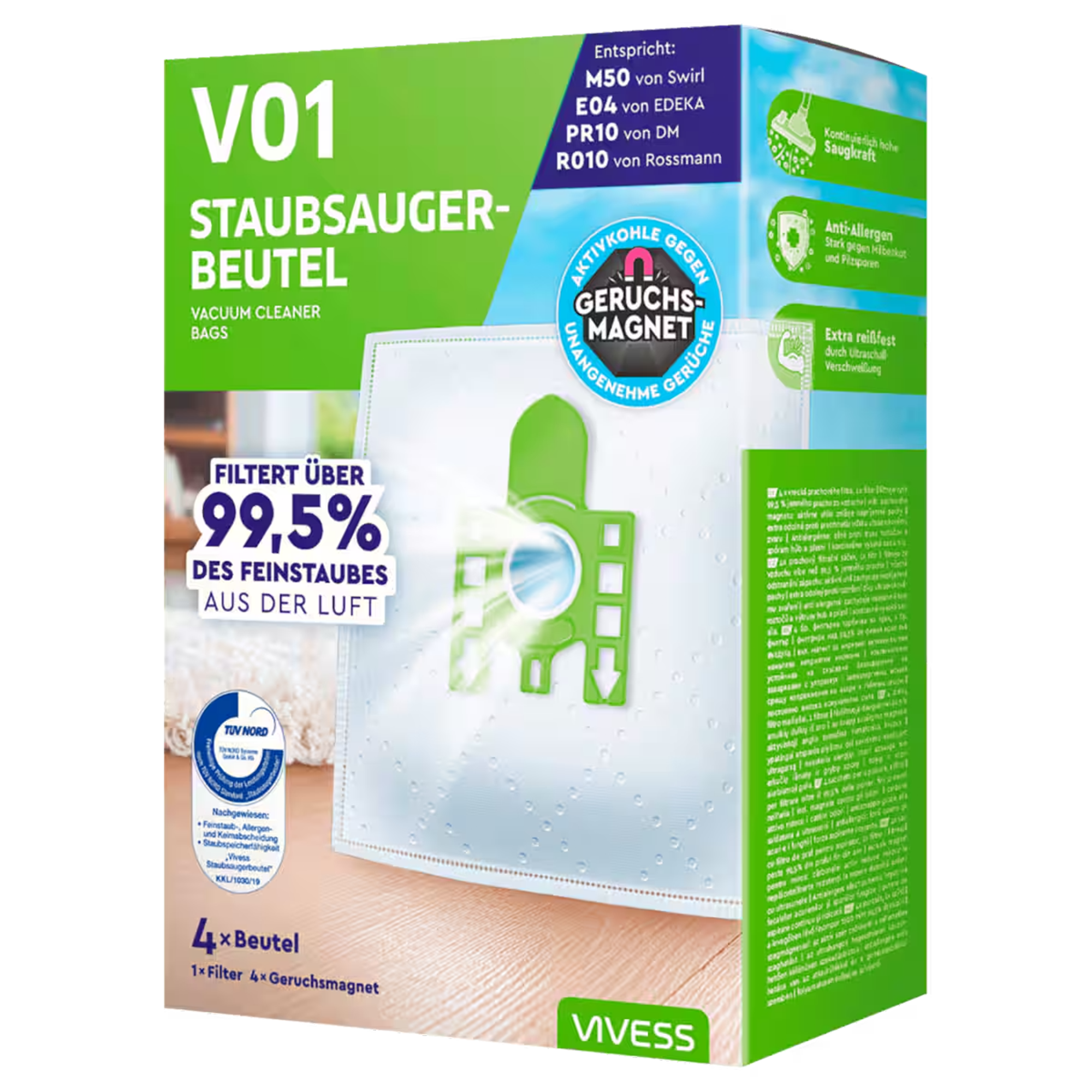 Staubsaugerbeutel 'V01' 4 Stück