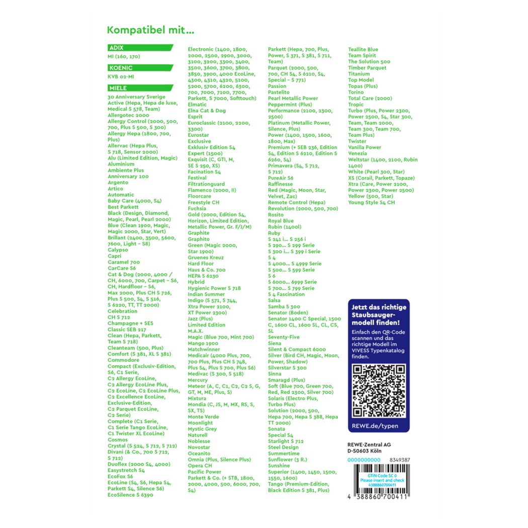 Staubsaugerbeutel 'V01' 4 Stück
