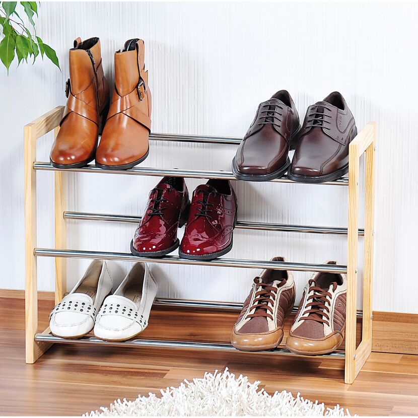 Schuhregal Kiefer beige 64-118 x 46 x 28 cm