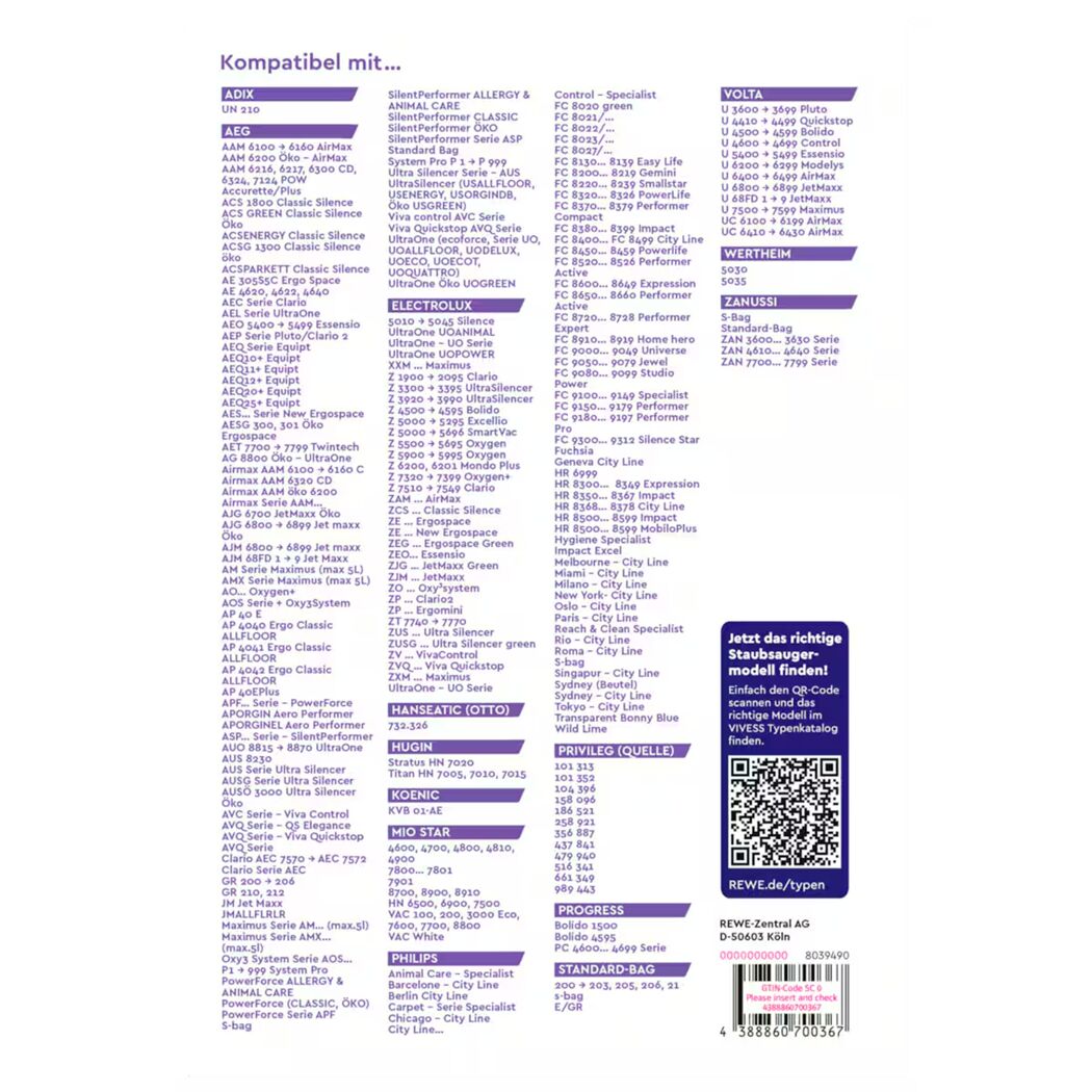 Staubsaugerbeutel 'V04' 4 Stück