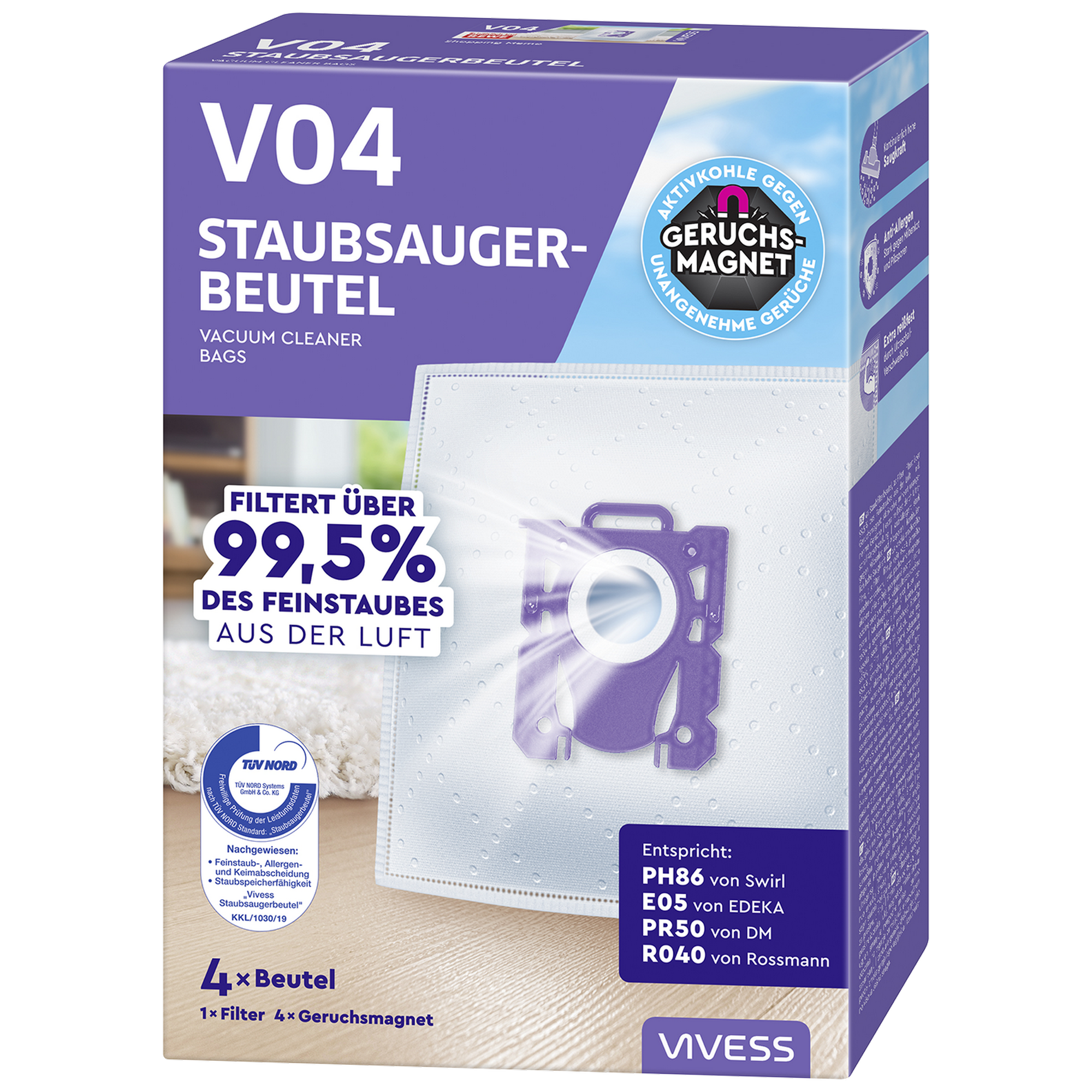 Staubsaugerbeutel 'V04' 4 Stück