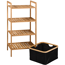 Regal Bambus braun mit Korb 44 x 93,5 x 33 cm