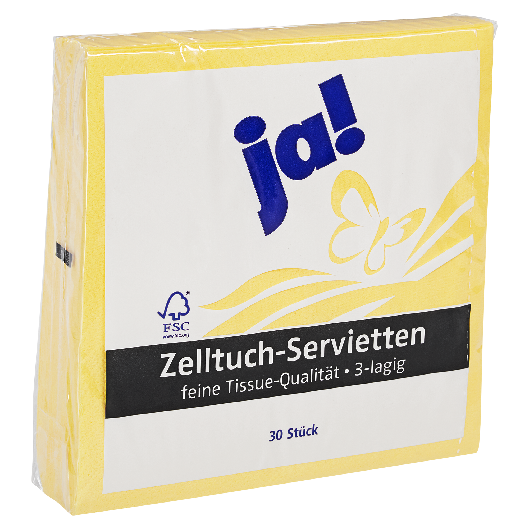 Zelltuch-Servietten 33 x 33 cm 30 Stück gelb + product picture