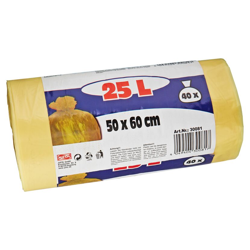 Gelbe Müllbeutel, 25 l, 40 Stück
