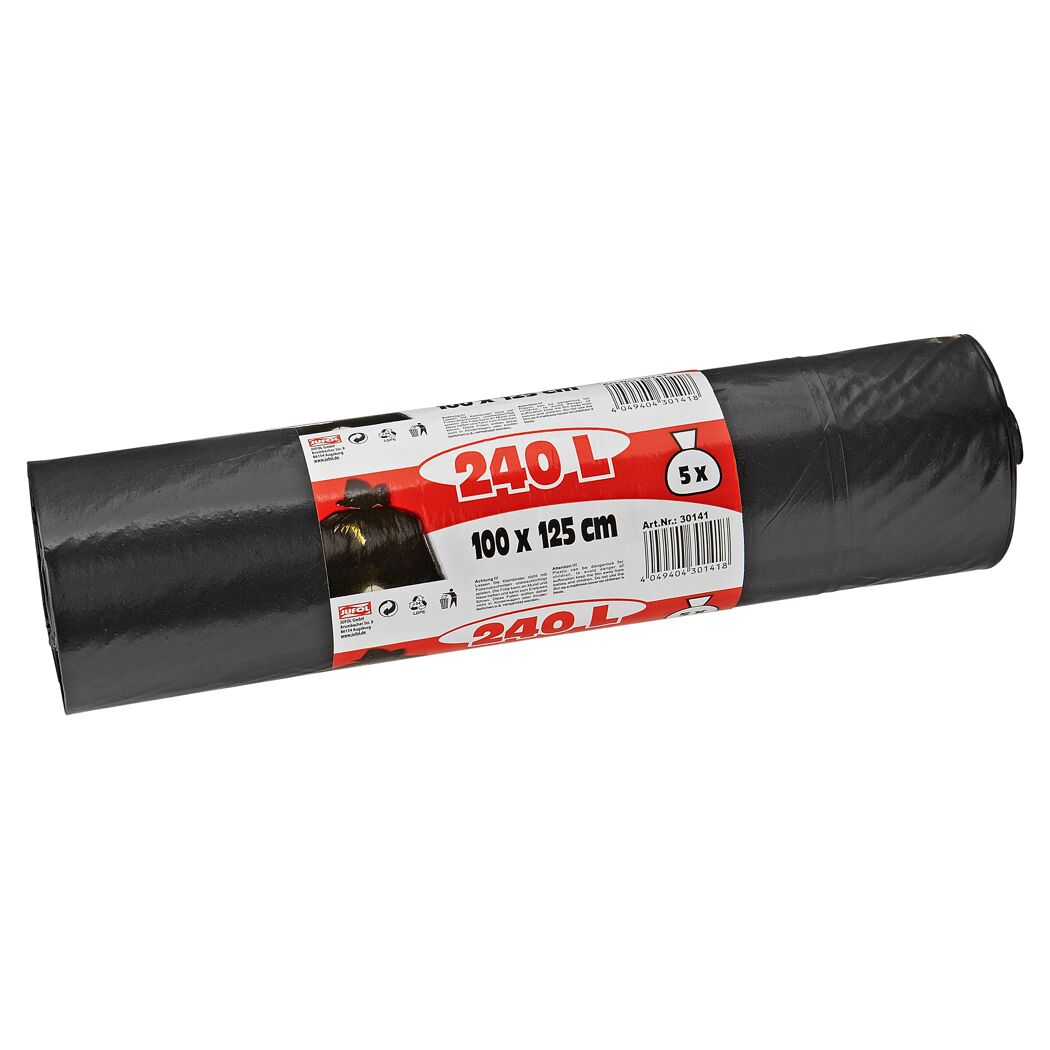 Schwarze Müllsäcke auf einer Rolle
