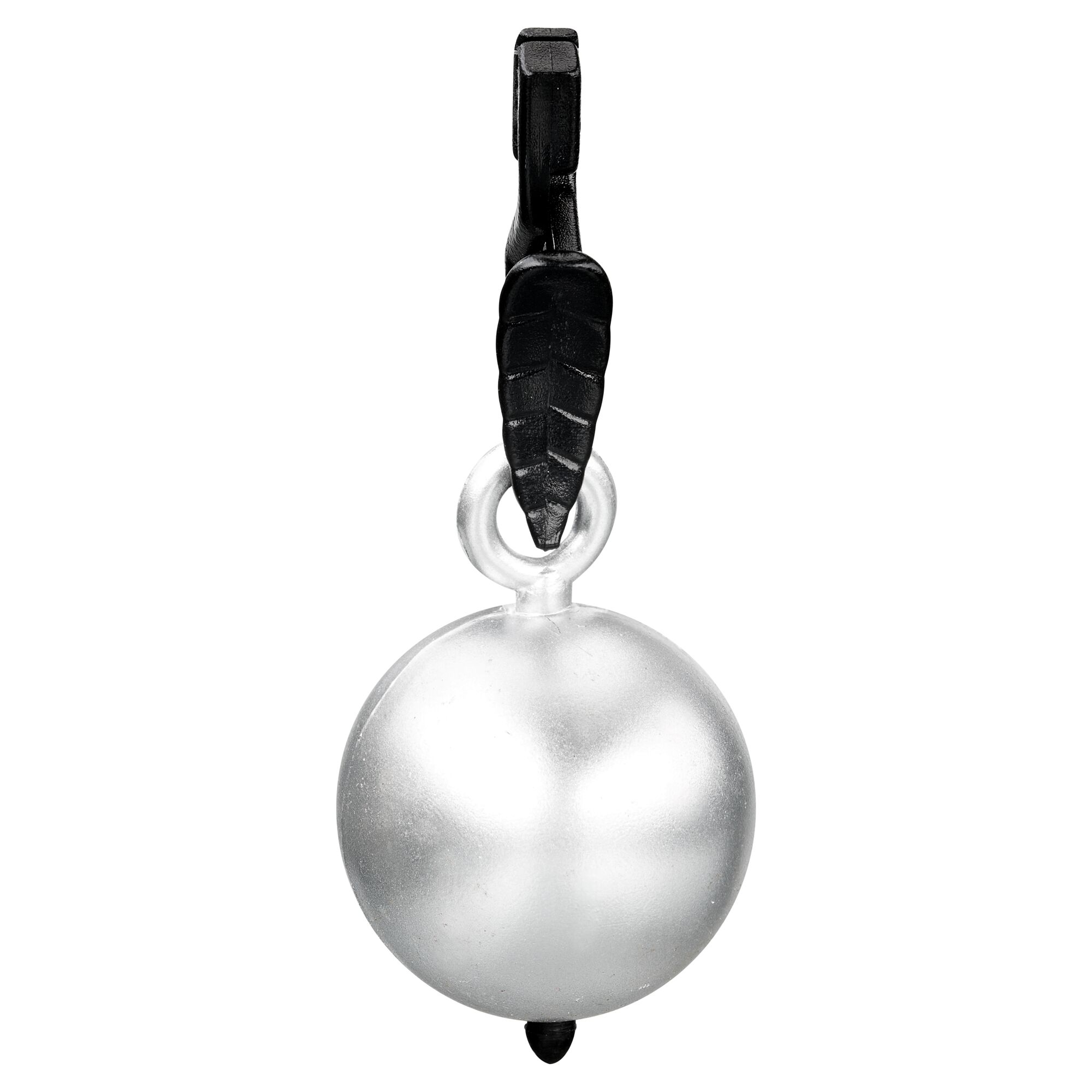Silberner Kugelbeschwerer mit schwarzer Klemme