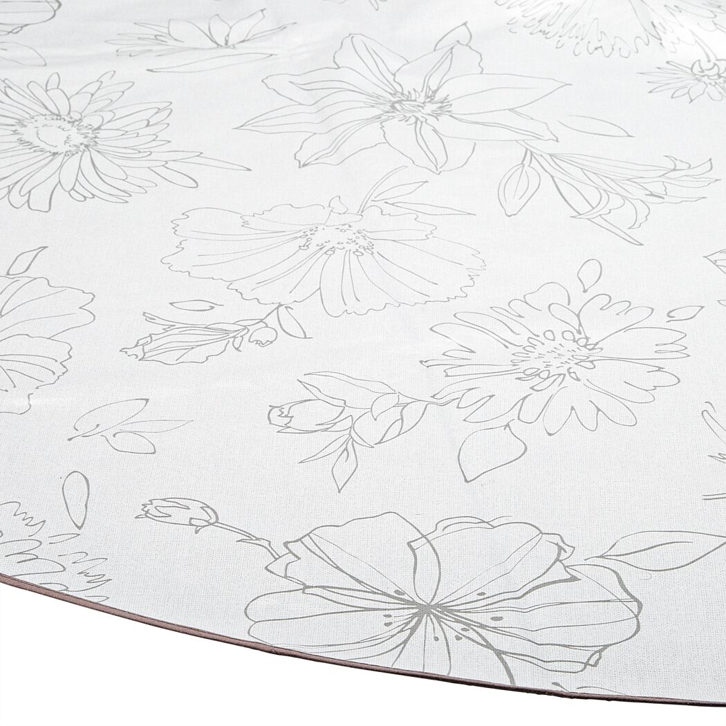 Runde Tischdecke Manhattan mit grauem Blumenmuster