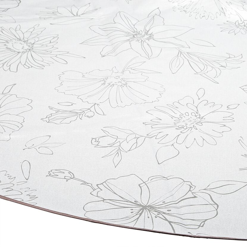 Runde Tischdecke Manhattan mit grauem Blumenmuster