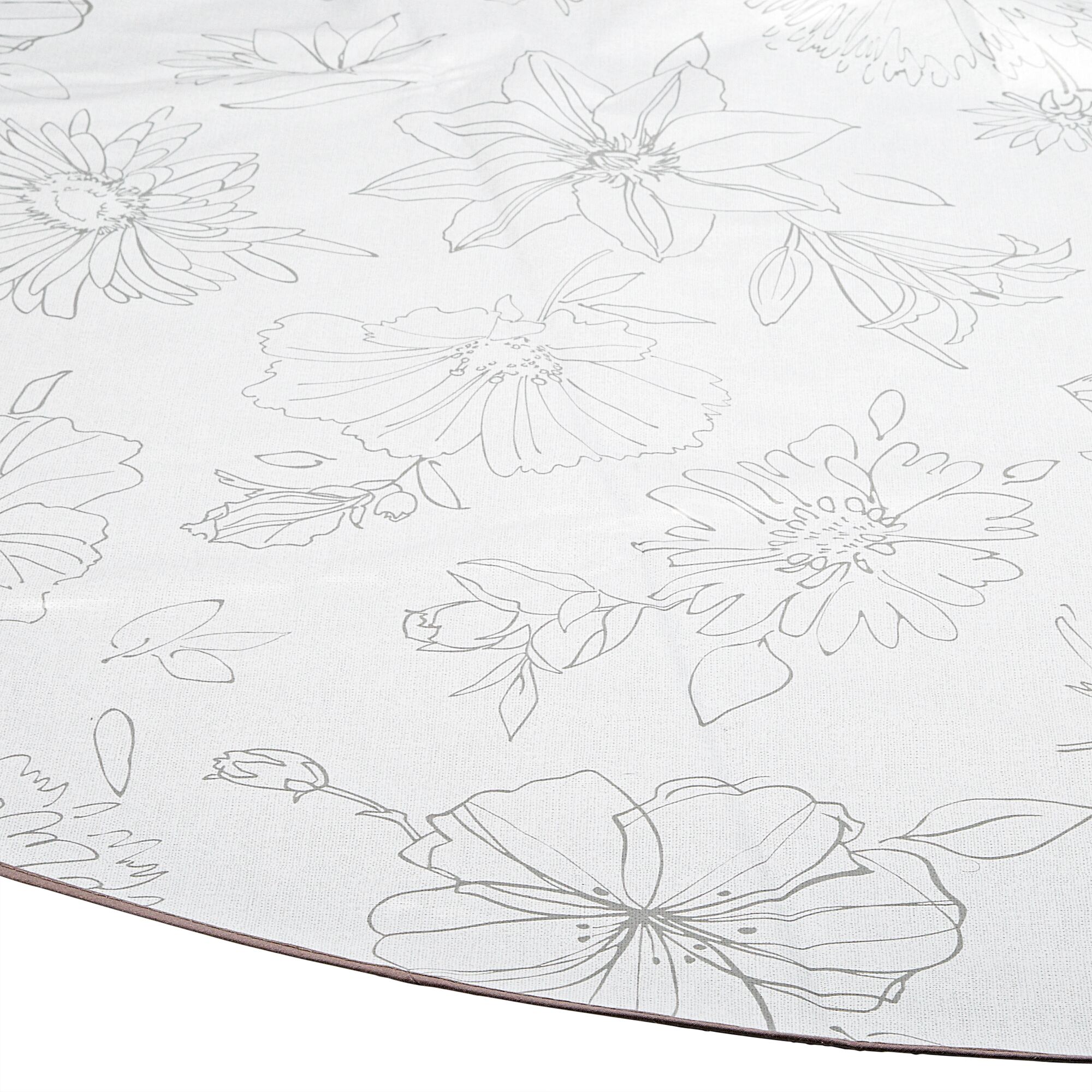 Runde Tischdecke Manhattan mit grauem Blumenmuster