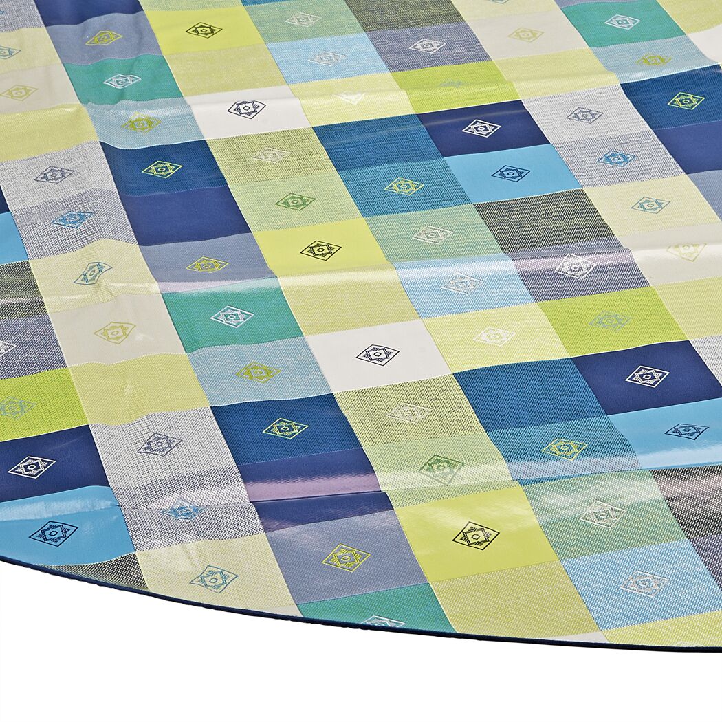 Blau-grün-karierte Wachstuchtischdecke Manhattan