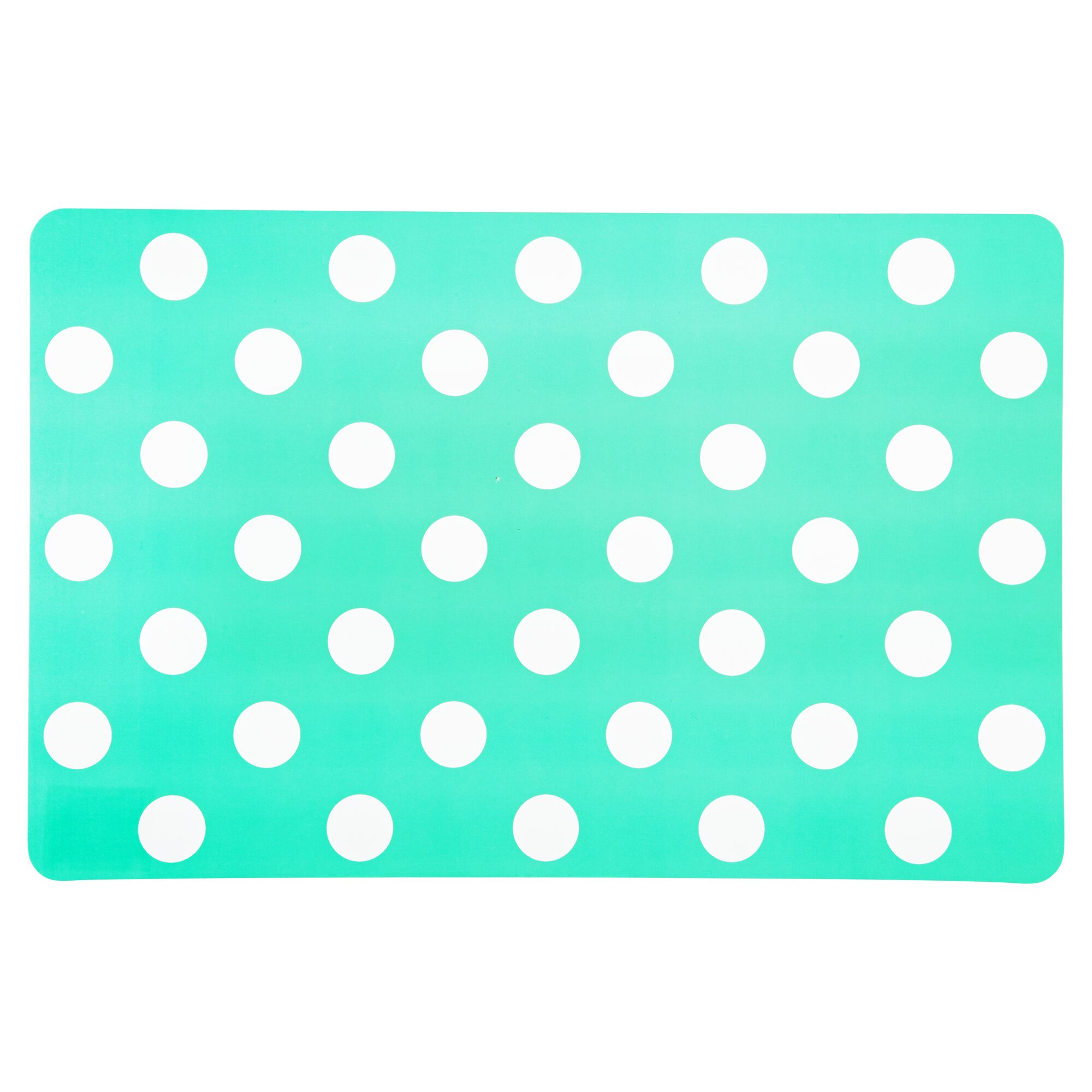 Türkisfarbenes Tischset mit weißen Punkten