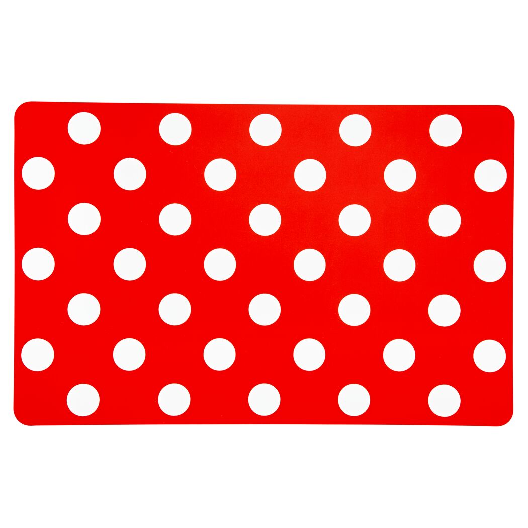 Rotes Tischset mit weißen Punkten