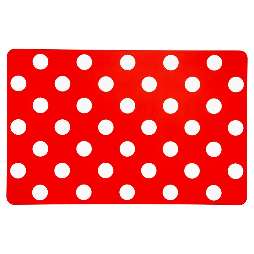 Rotes Tischset mit weißen Punkten