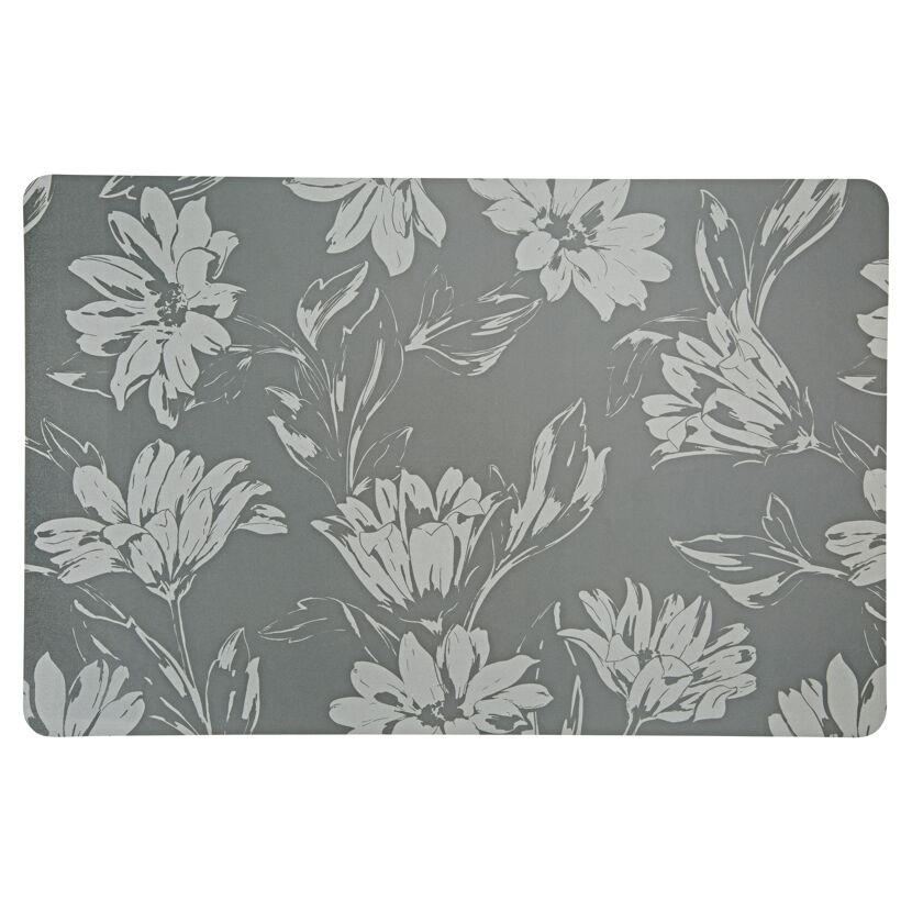 Anthrazitfarbenes Tischset mit hellgrauem Blumenmuster