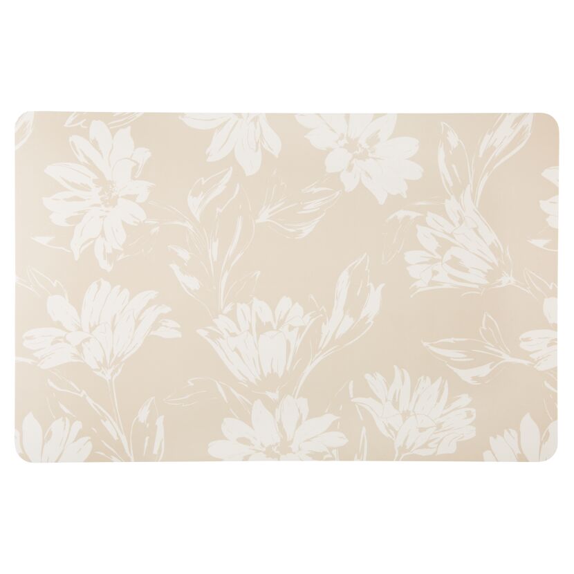 Beigefarbenes Tischset mit weißem Blumenmuster