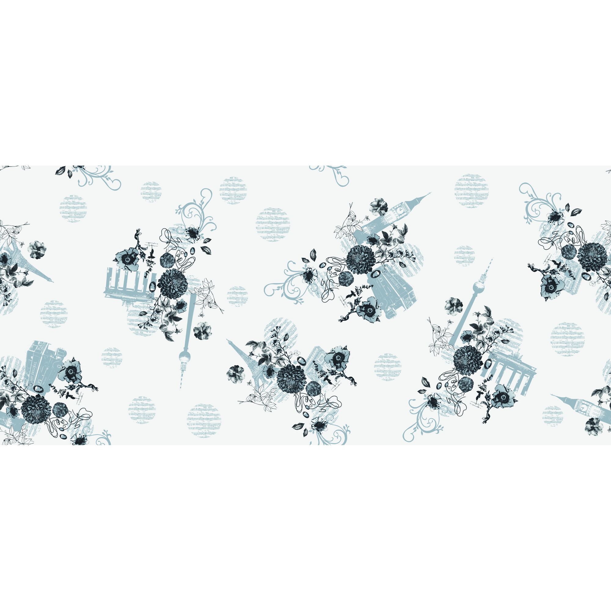 Nahtloses Muster mit Wahrzeichen und Blumen