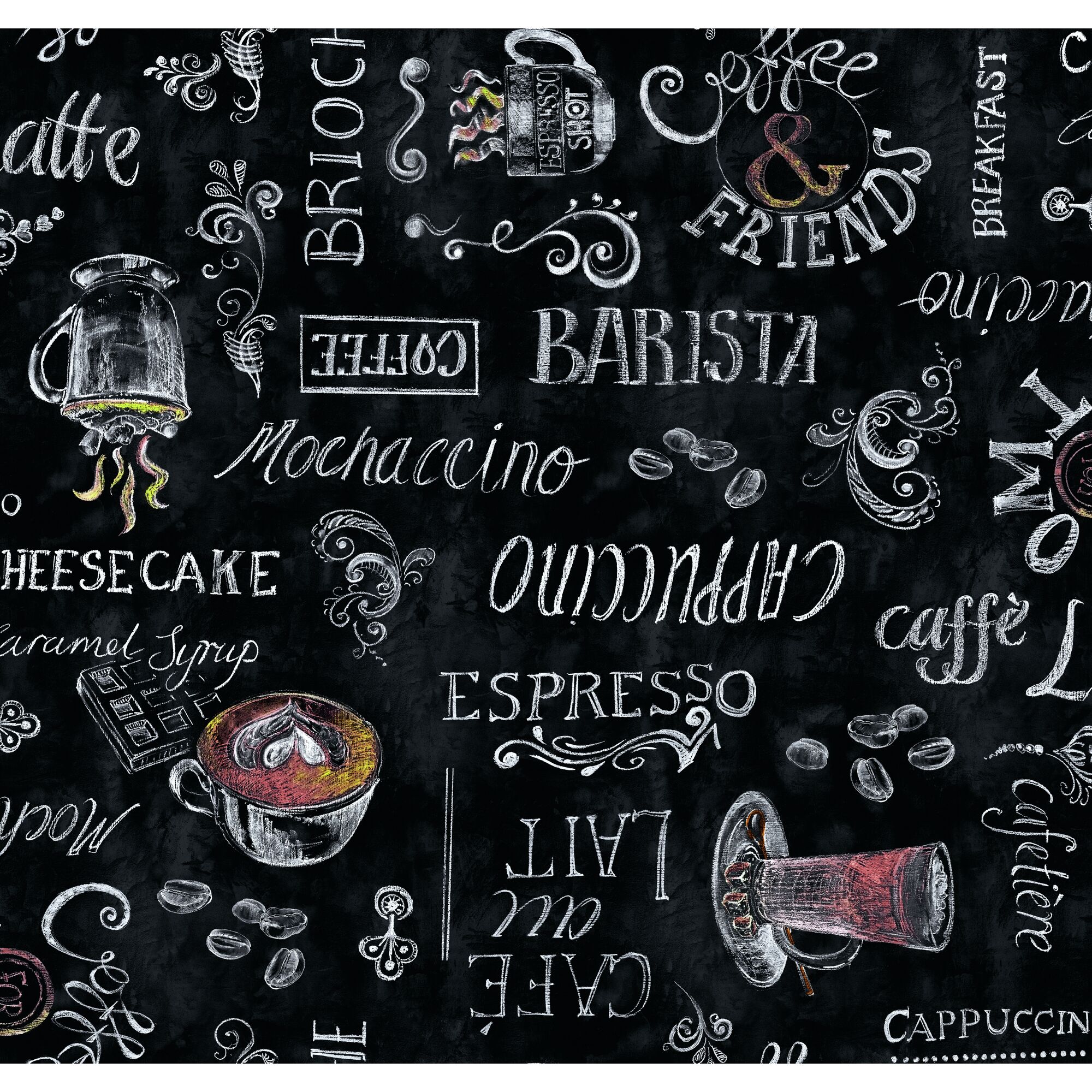 Kaffee und Gebäck Kreidezeichnungen