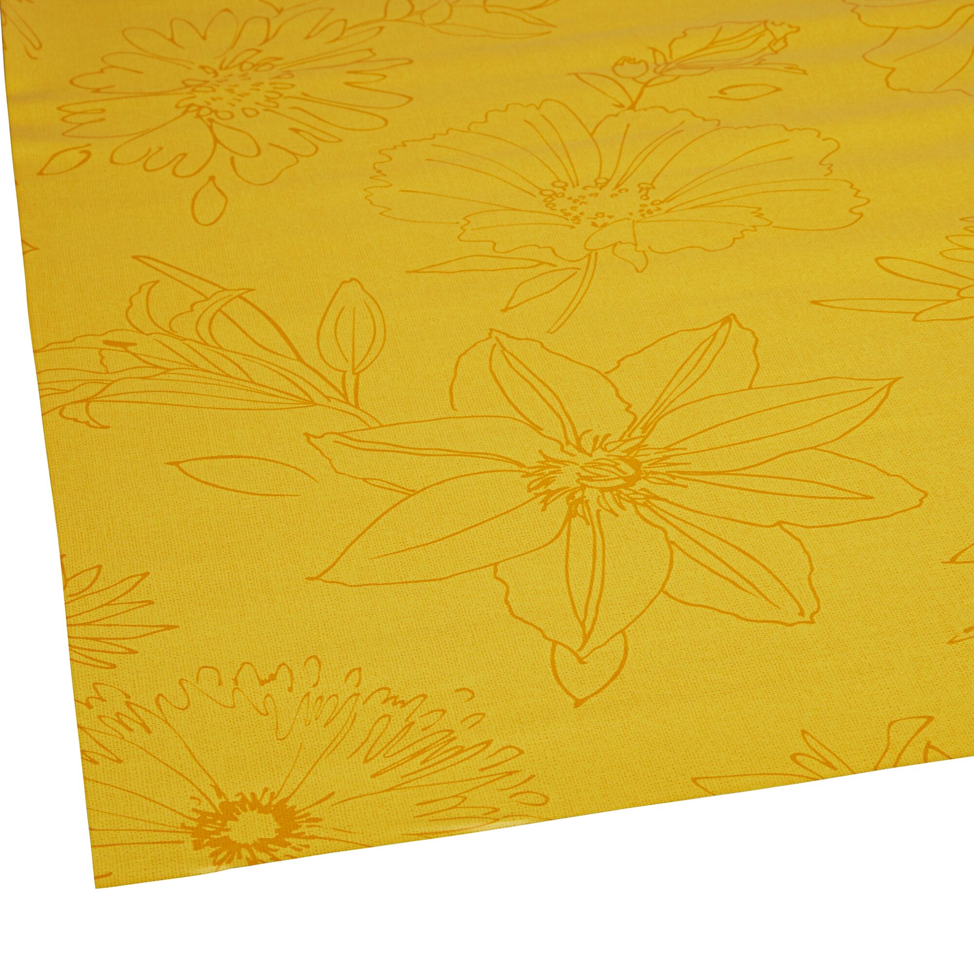 Gelbe Tischdecke mit floralem Muster