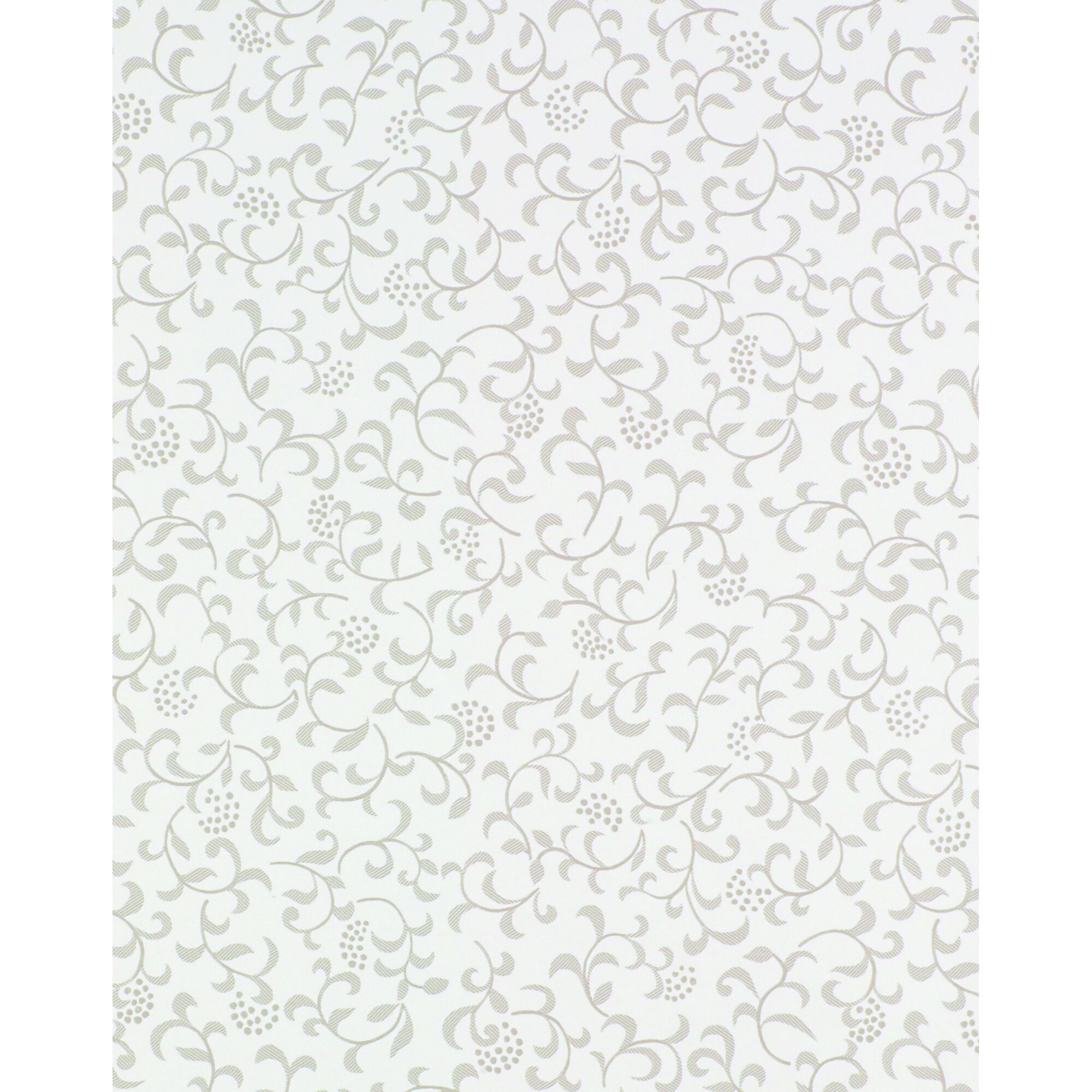 Weißes Gewebe mit hellgrauem Rankenmuster