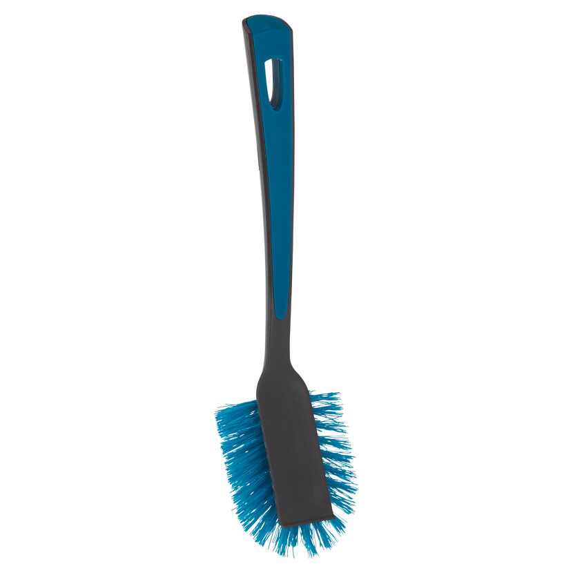 Spülbürste mit blauen Borsten und Schaber