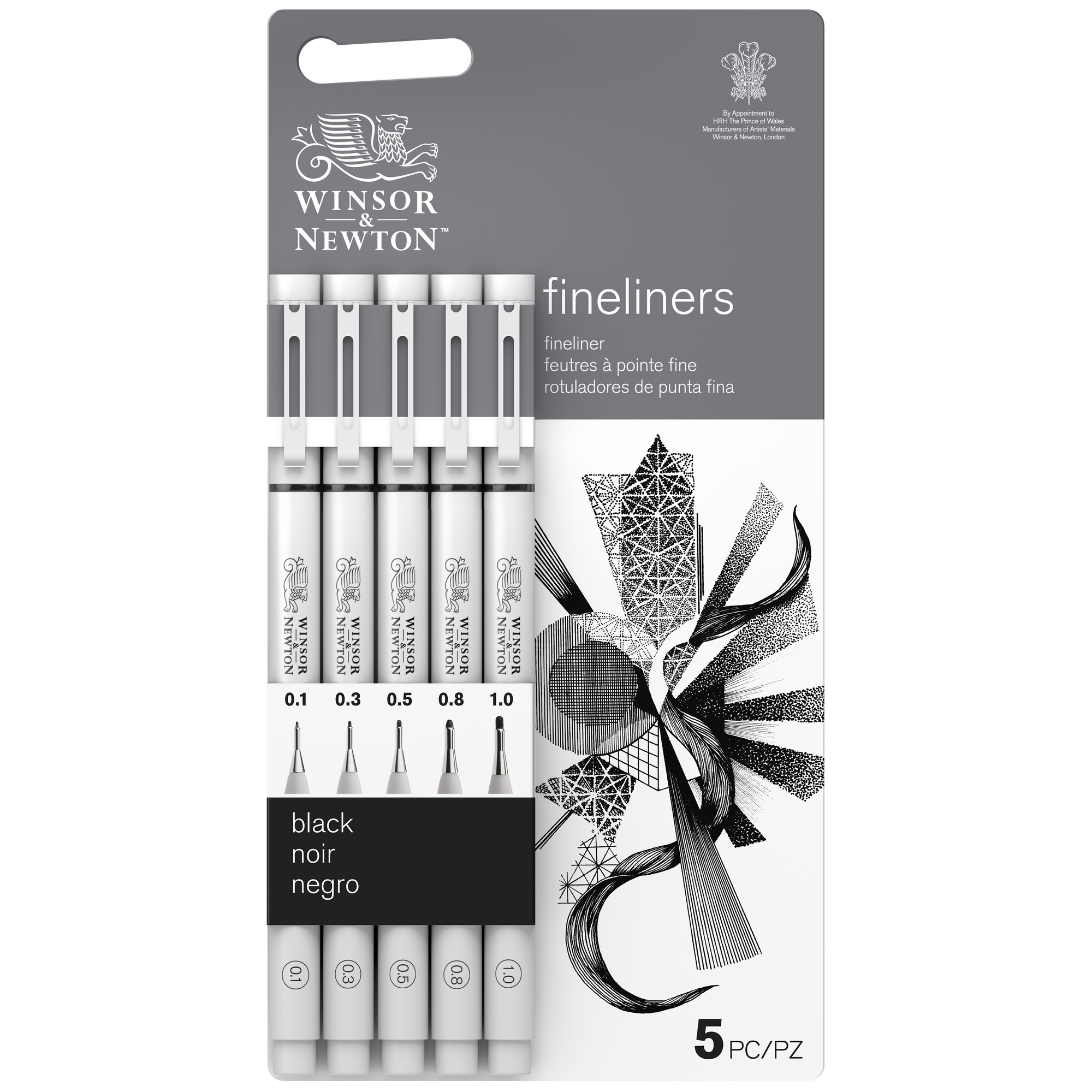 Fineliner-Set schwarz 0.1/0.3/0.5/0.8/1.0 mm