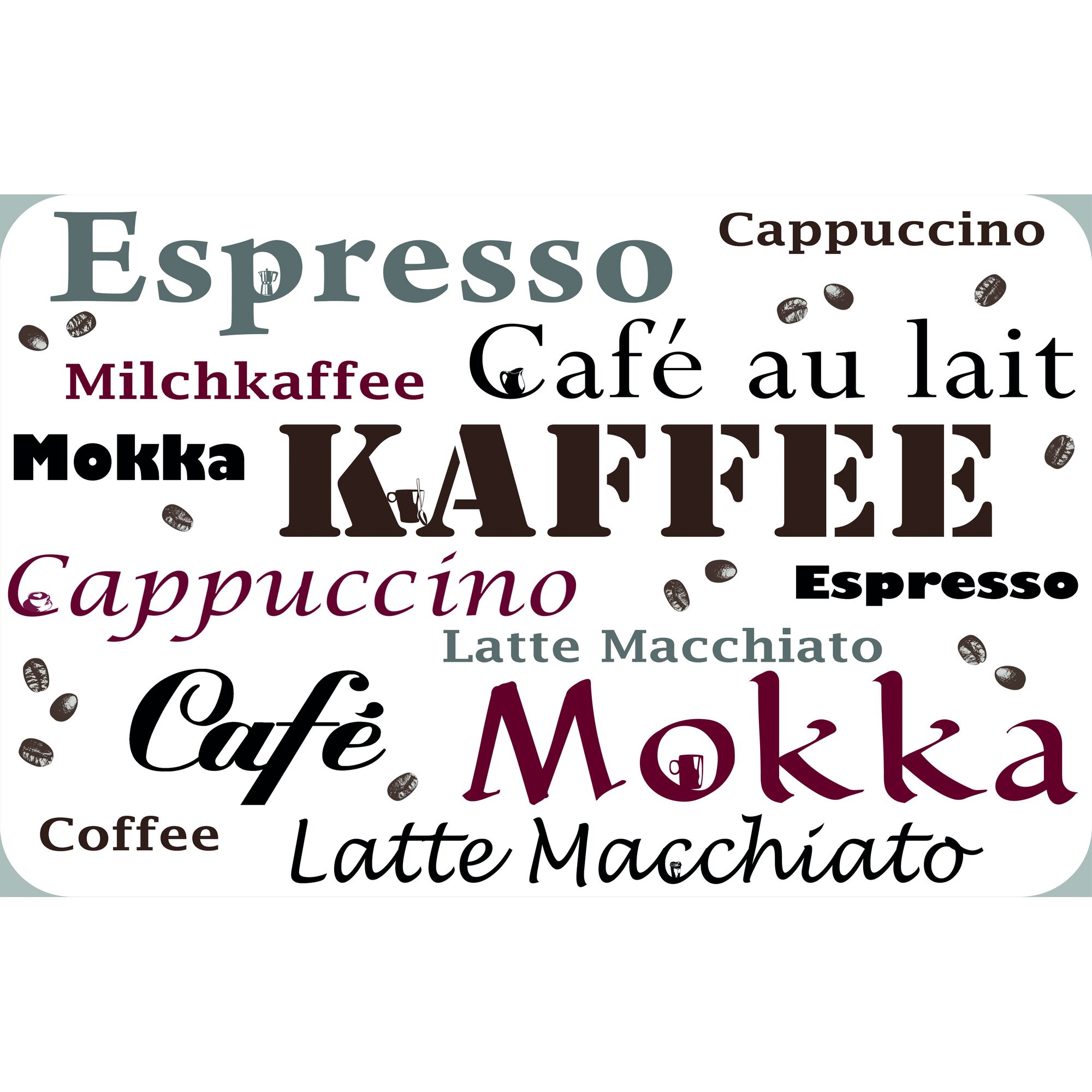Kaffee, Espresso, Cappuccino, Milchkaffee, Mokka, Latte Macchiato und Café au lait