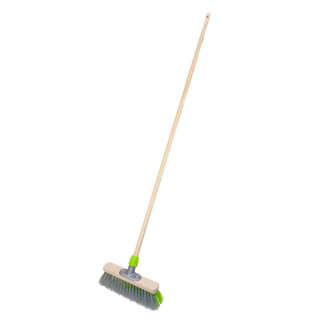 Kratzbesen mit Kunststoffstielhalter Stahldraht Elaston 30 cm grau grün