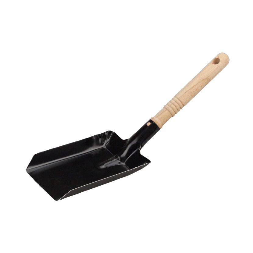 Kohleschaufel Metall mit Holzgriff schwarz