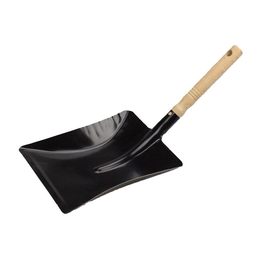 Kehrschaufel Metall mit Holzgriff schwarz