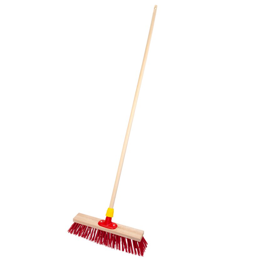 Straßenbesen mit Kunststoffstielhalter und Holzstiel Elaston 40 cm rot